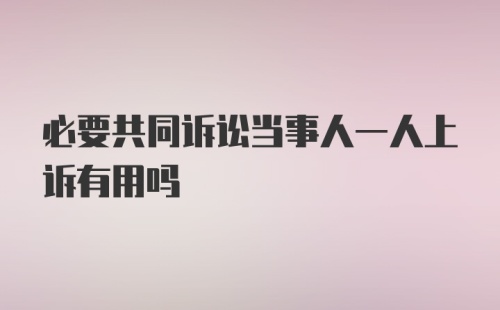 必要共同诉讼当事人一人上诉有用吗