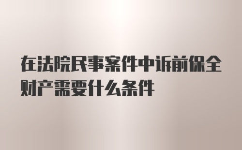 在法院民事案件中诉前保全财产需要什么条件