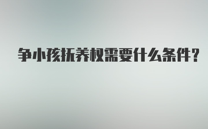 争小孩抚养权需要什么条件？