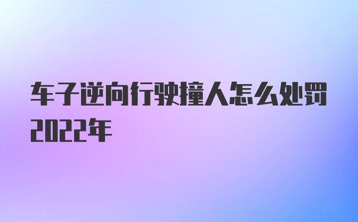 车子逆向行驶撞人怎么处罚2022年