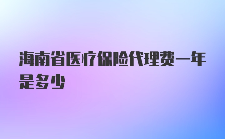 海南省医疗保险代理费一年是多少