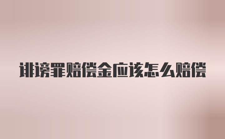 诽谤罪赔偿金应该怎么赔偿