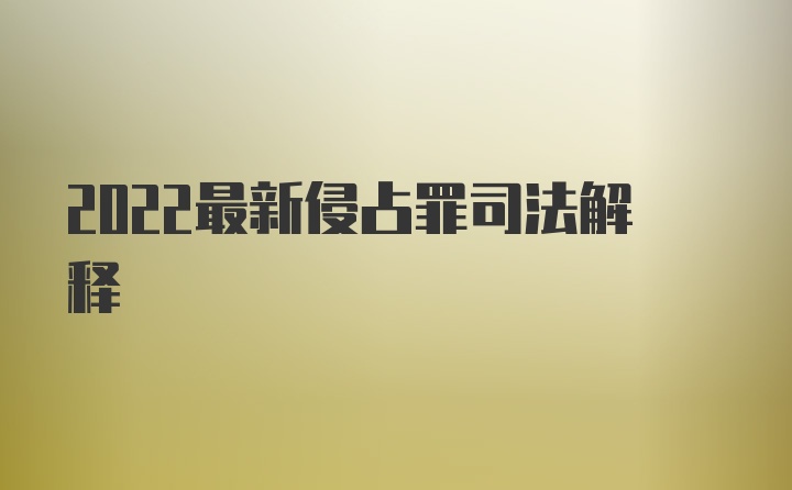 2022最新侵占罪司法解释