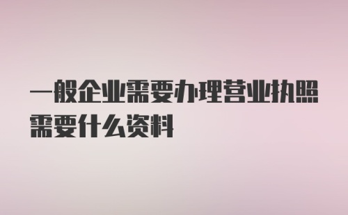 一般企业需要办理营业执照需要什么资料