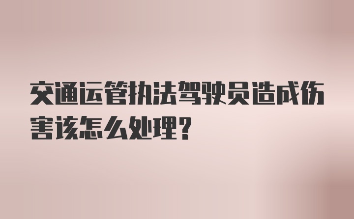 交通运管执法驾驶员造成伤害该怎么处理？