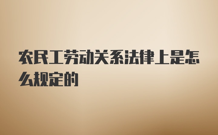 农民工劳动关系法律上是怎么规定的