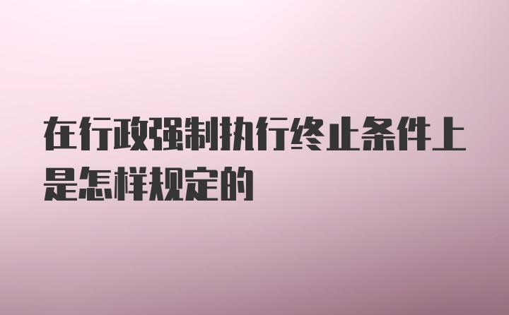 在行政强制执行终止条件上是怎样规定的