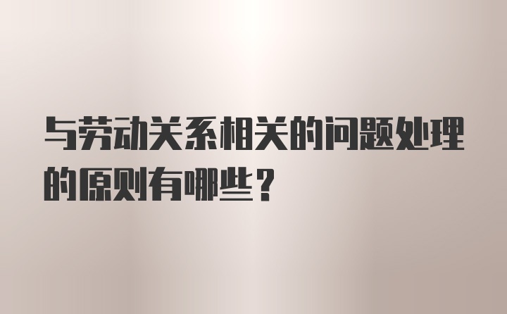 与劳动关系相关的问题处理的原则有哪些？