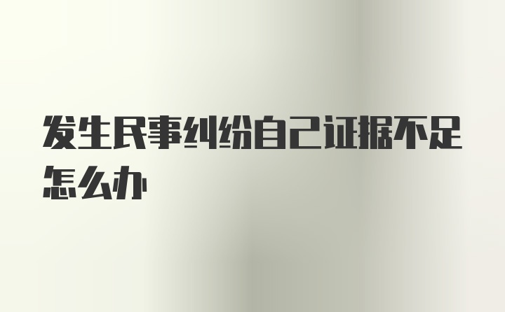 发生民事纠纷自己证据不足怎么办