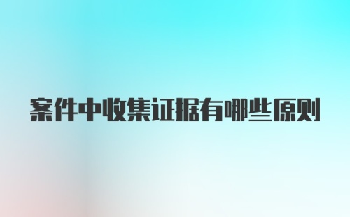 案件中收集证据有哪些原则