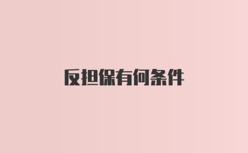 反担保有何条件