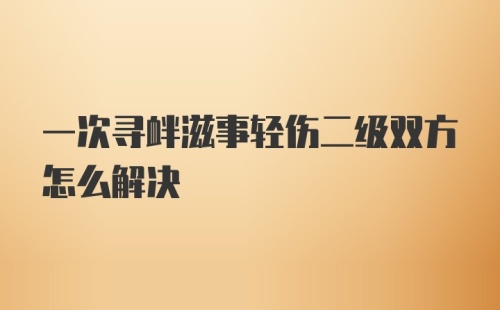 一次寻衅滋事轻伤二级双方怎么解决