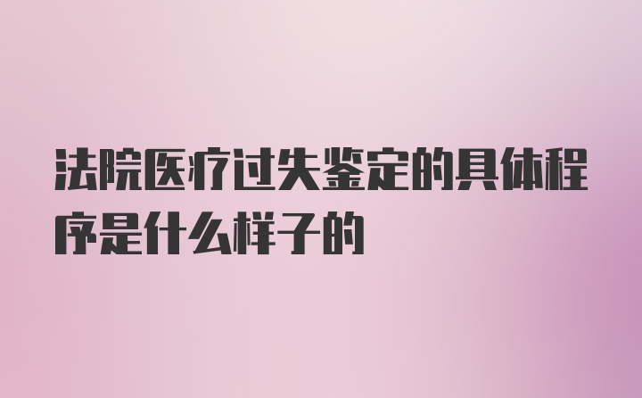 法院医疗过失鉴定的具体程序是什么样子的