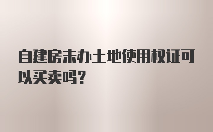 自建房未办土地使用权证可以买卖吗？