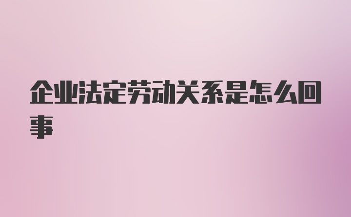 企业法定劳动关系是怎么回事