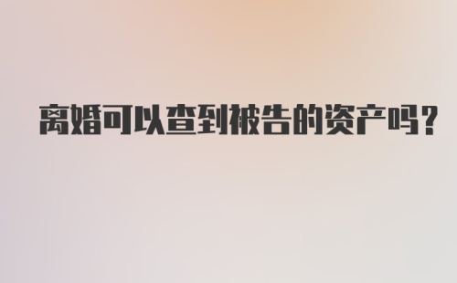 离婚可以查到被告的资产吗？