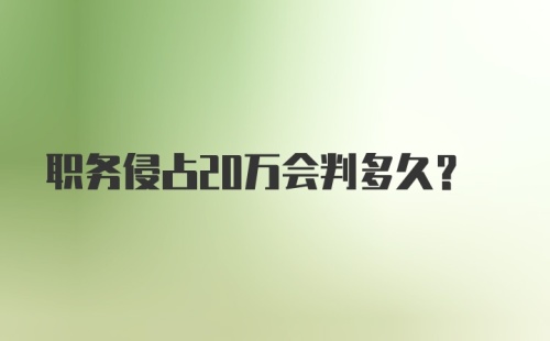 职务侵占20万会判多久?