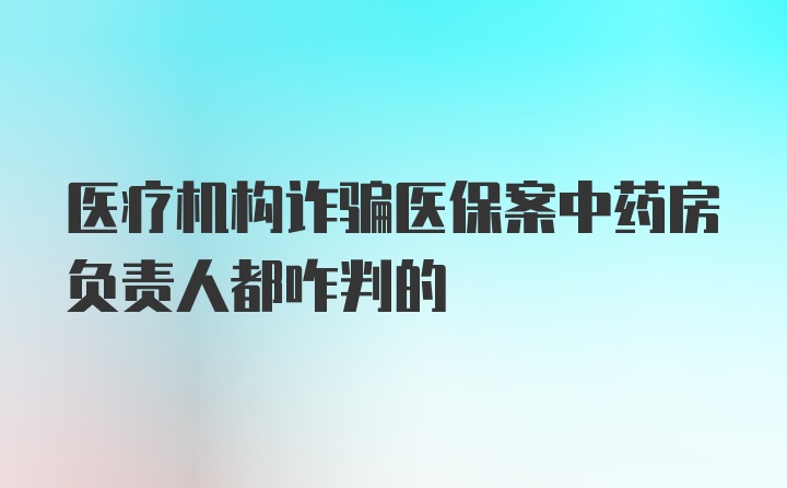 医疗机构诈骗医保案中药房负责人都咋判的