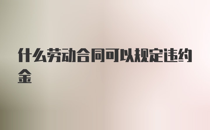 什么劳动合同可以规定违约金