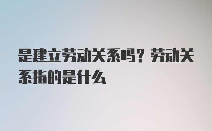 是建立劳动关系吗？劳动关系指的是什么