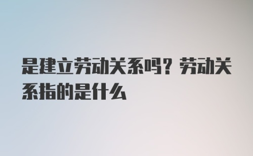 是建立劳动关系吗？劳动关系指的是什么