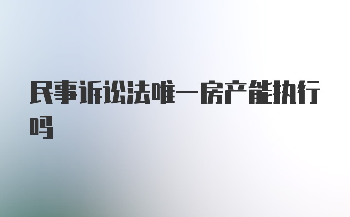 民事诉讼法唯一房产能执行吗