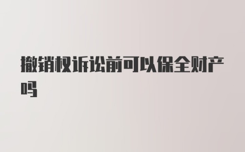 撤销权诉讼前可以保全财产吗