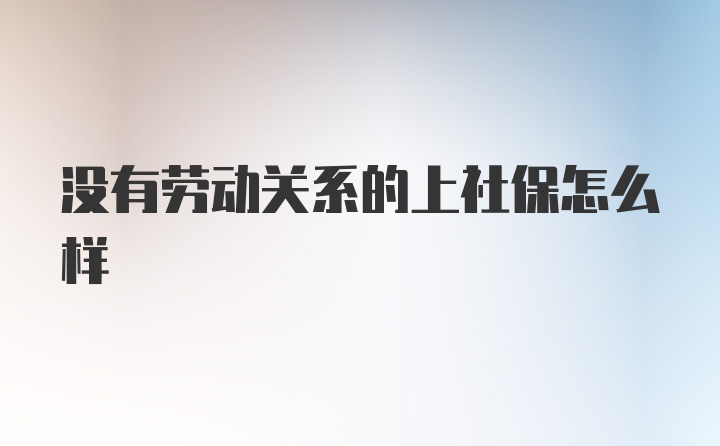 没有劳动关系的上社保怎么样