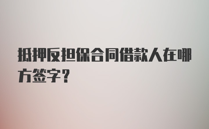 抵押反担保合同借款人在哪方签字？