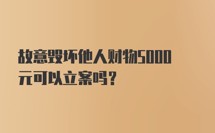 故意毁坏他人财物5000元可以立案吗？