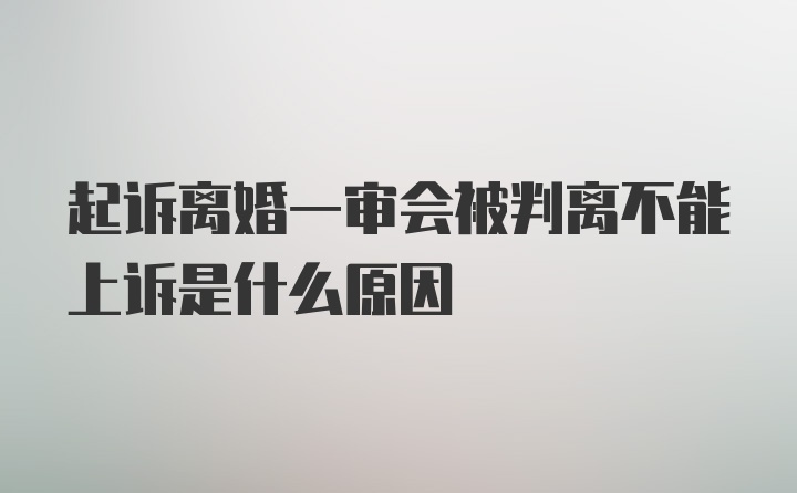 起诉离婚一审会被判离不能上诉是什么原因