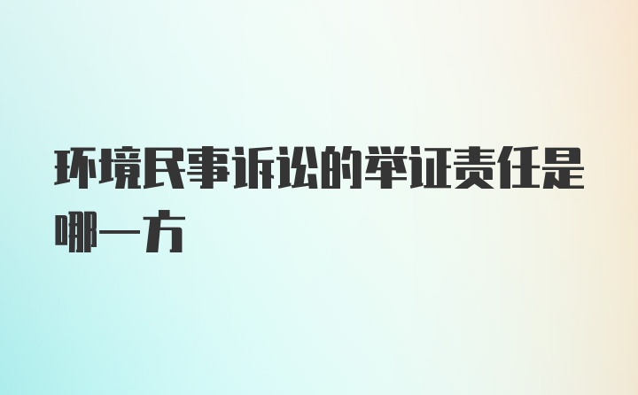 环境民事诉讼的举证责任是哪一方