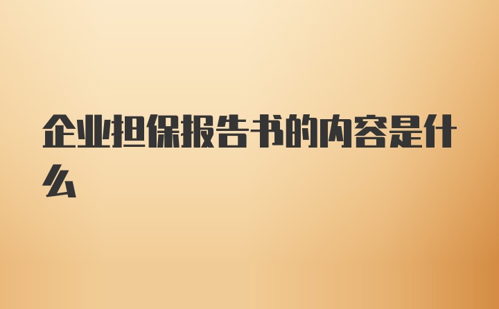 企业担保报告书的内容是什么