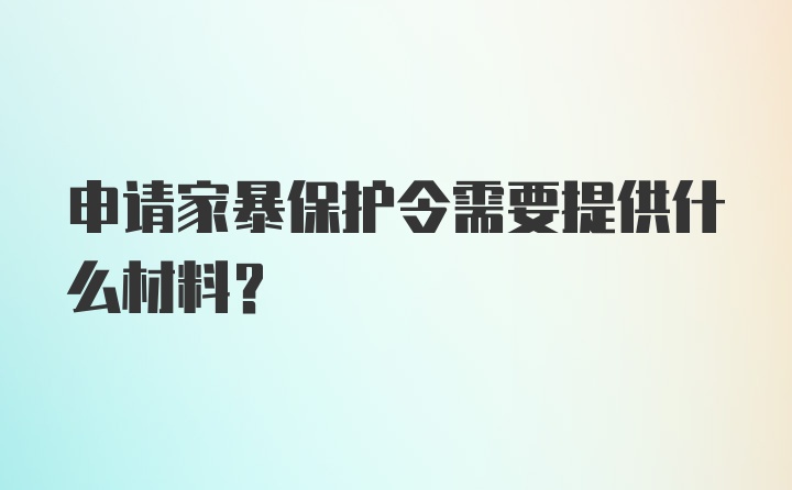 申请家暴保护令需要提供什么材料？