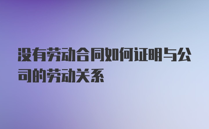 没有劳动合同如何证明与公司的劳动关系