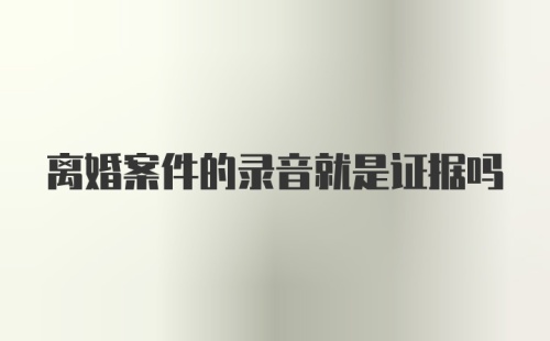 离婚案件的录音就是证据吗