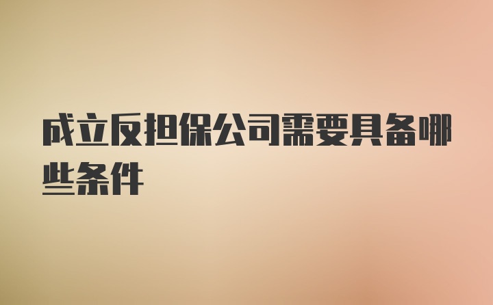 成立反担保公司需要具备哪些条件