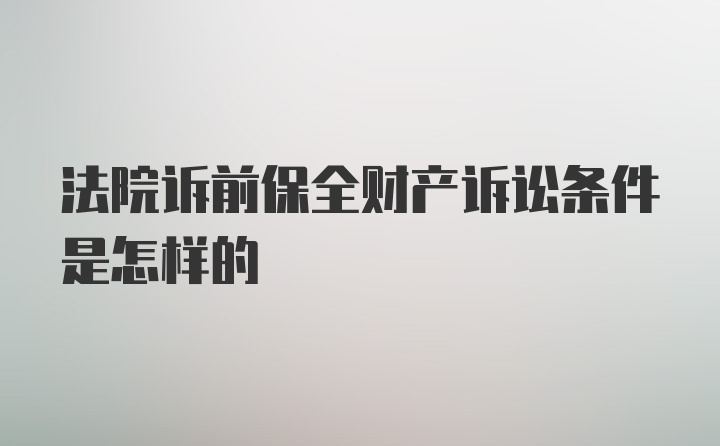 法院诉前保全财产诉讼条件是怎样的