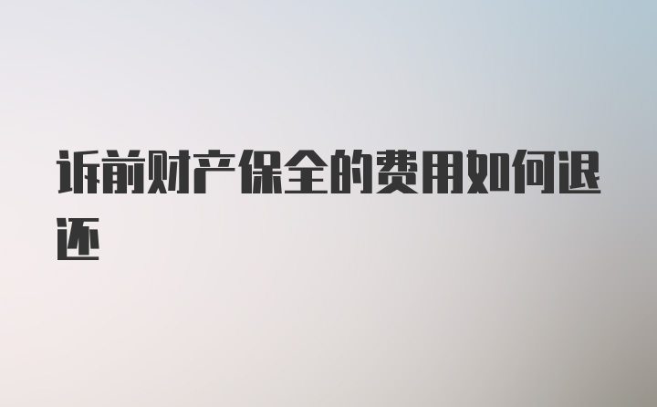 诉前财产保全的费用如何退还