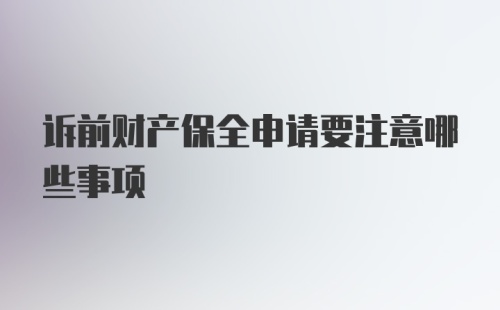 诉前财产保全申请要注意哪些事项