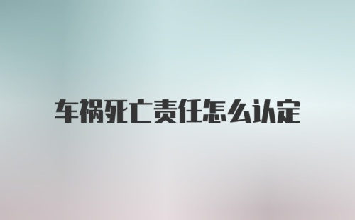 车祸死亡责任怎么认定