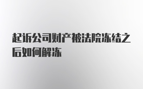 起诉公司财产被法院冻结之后如何解冻