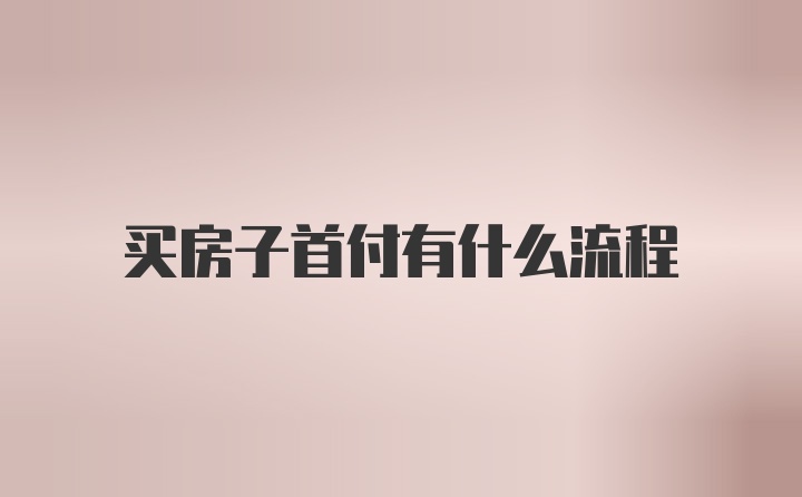 买房子首付有什么流程