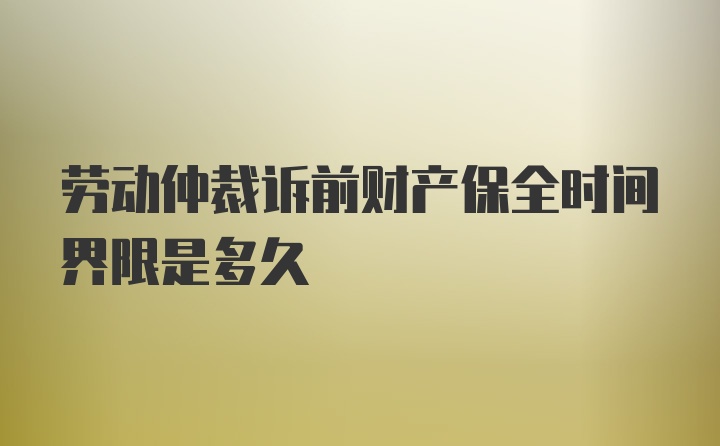 劳动仲裁诉前财产保全时间界限是多久