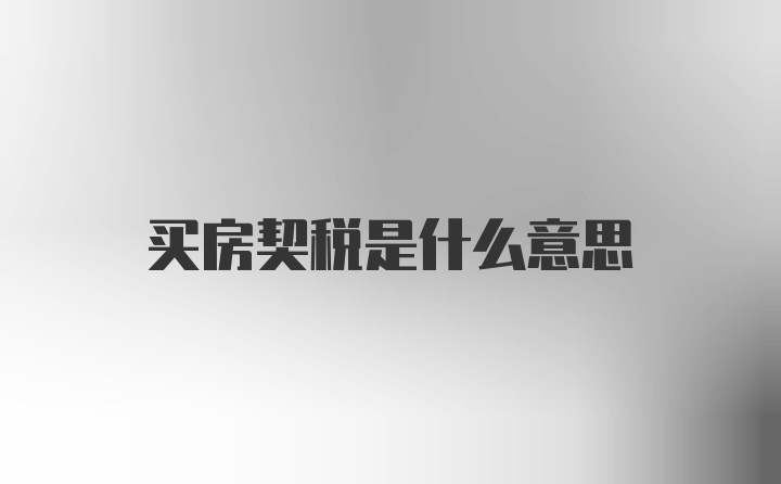 买房契税是什么意思