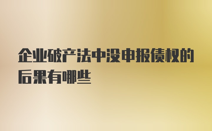 企业破产法中没申报债权的后果有哪些