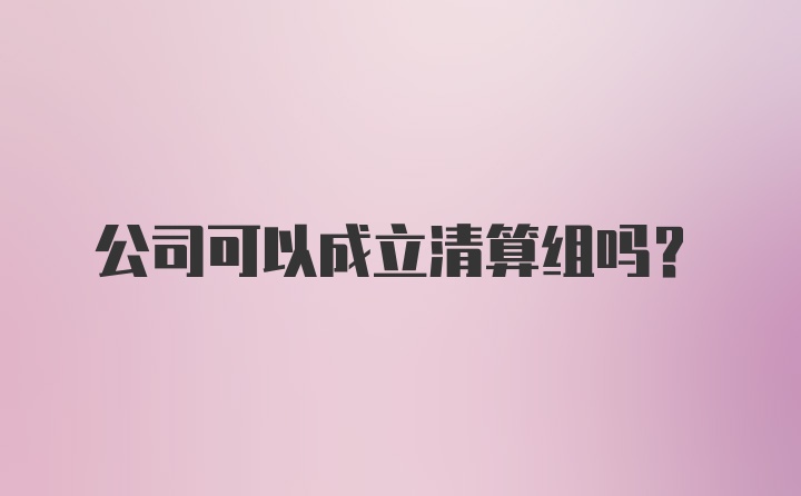 公司可以成立清算组吗？