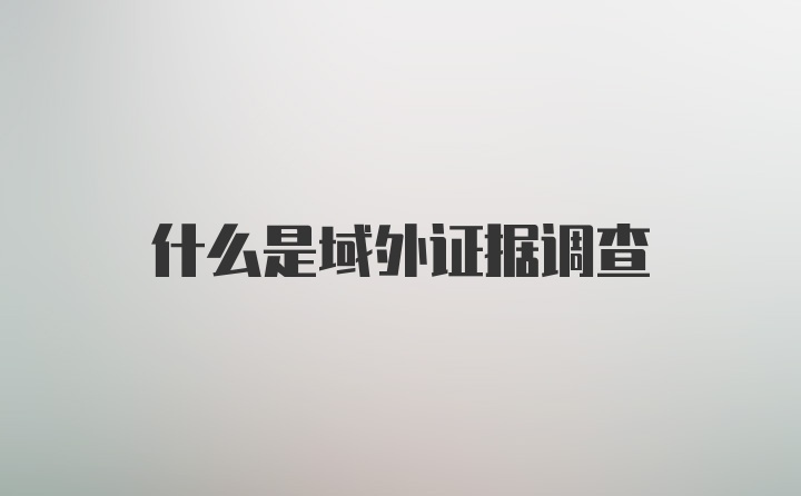 什么是域外证据调查