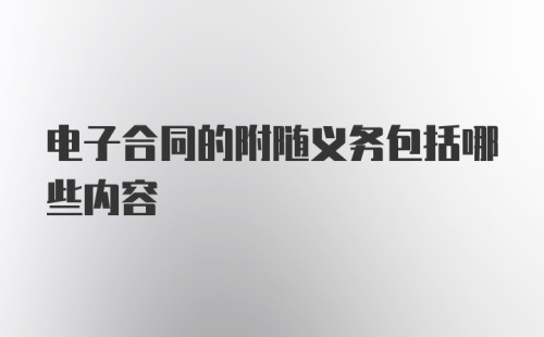 电子合同的附随义务包括哪些内容