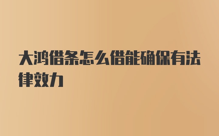 大鸿借条怎么借能确保有法律效力